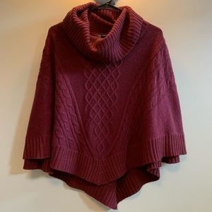 Relativity Maroon Knit Poncho Size XL